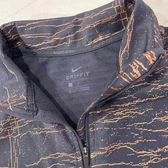 Nike Pro DriFit HalfZip Pullover Activewear Top BlueCopper Womens Large TightFit - Picture 3 of 6